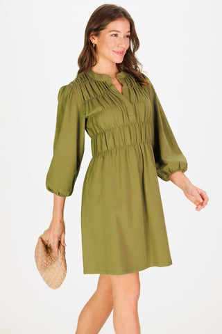 Hyacinth Dress in Moss Green