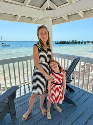Girls Lennie Dress in Red & White French Terry Stripe
