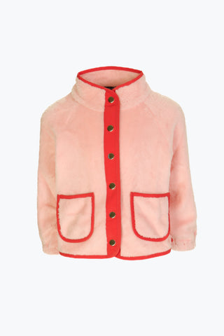 Girls Leighton Jacket in Pink Fuzzy Fleece