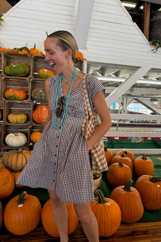 Cece Dress in Brown Gingham