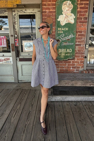 Cece Dress in Brown Gingham