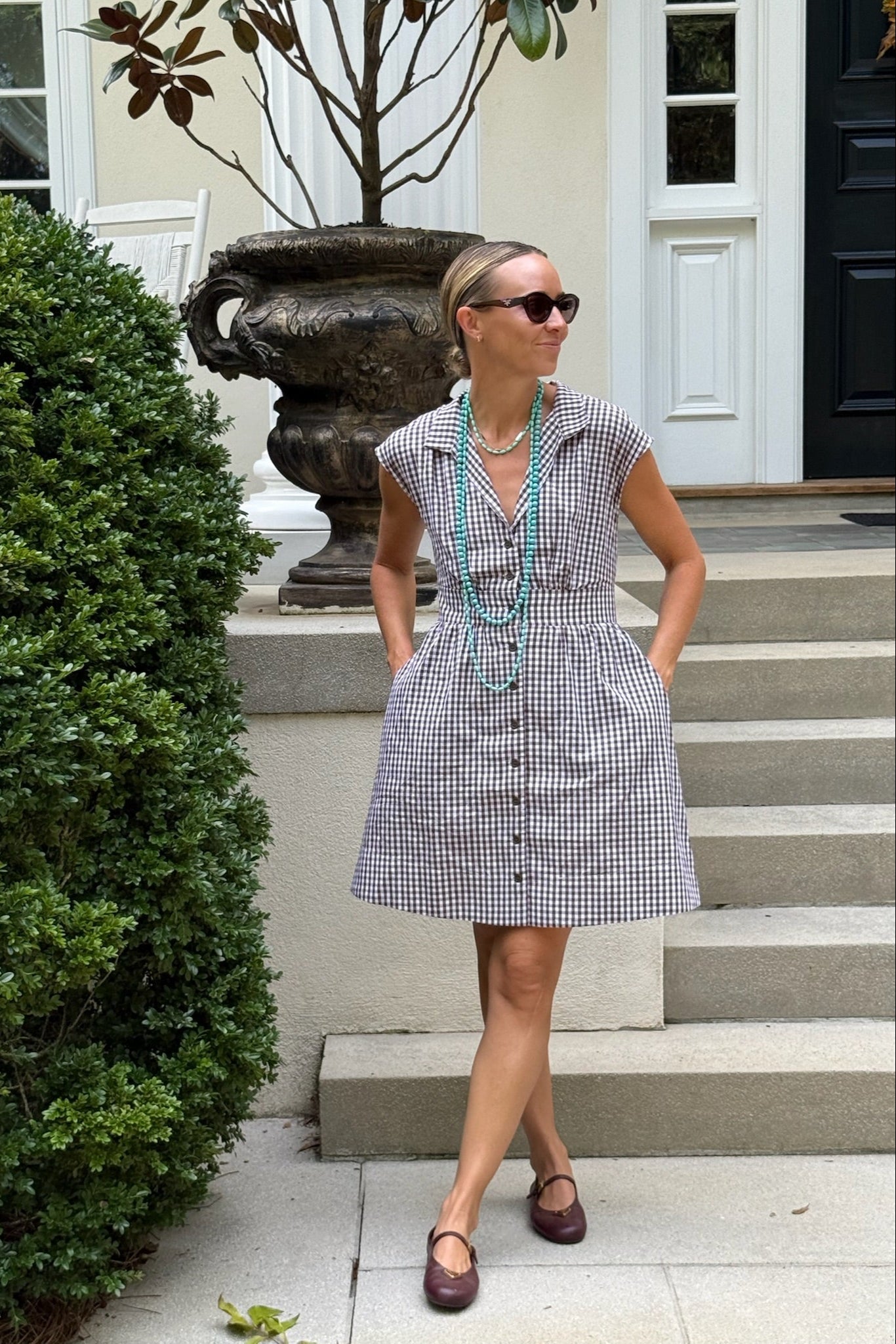 Women's Cece Dress in Brown Gingham