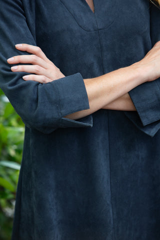 Suede Victoria Dress in Navy
