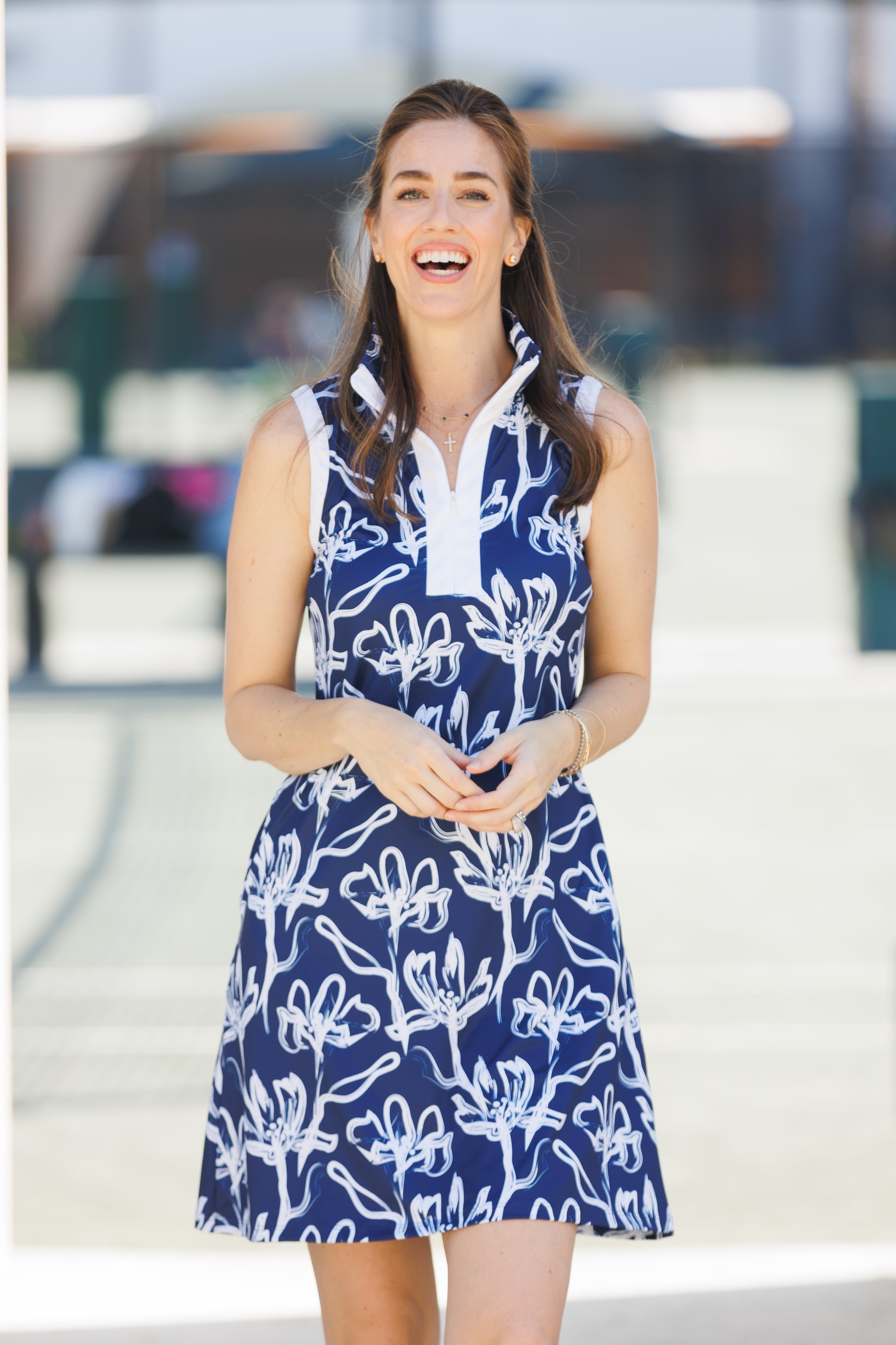 Raven Dress in Navy Painted Flowers XL