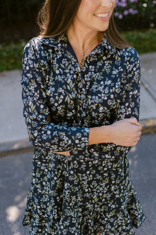 Iris Dress in Navy Fall Floral