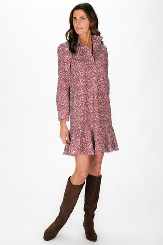Iris Dress in Maroon Paisley