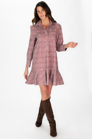 Iris Dress in Maroon Paisley