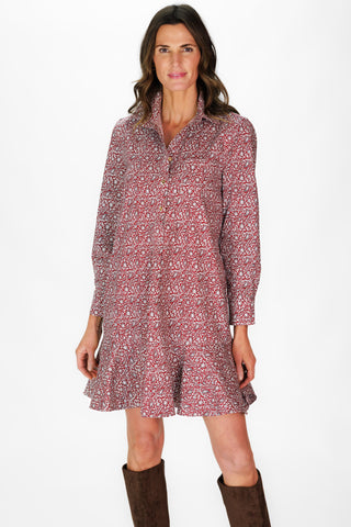 Iris Dress in Maroon Paisley