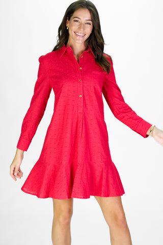 Iris Dress in Teaberry Eyelet