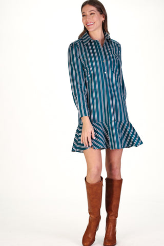 Iris Dress in Forest Stripe