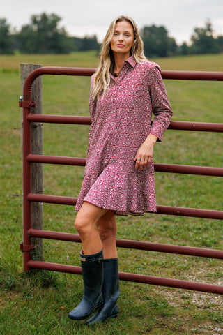 Iris Dress in Maroon Paisley