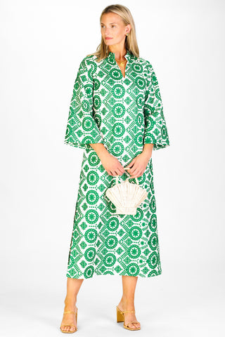Isla Dress in Emerald Vine Embroidery