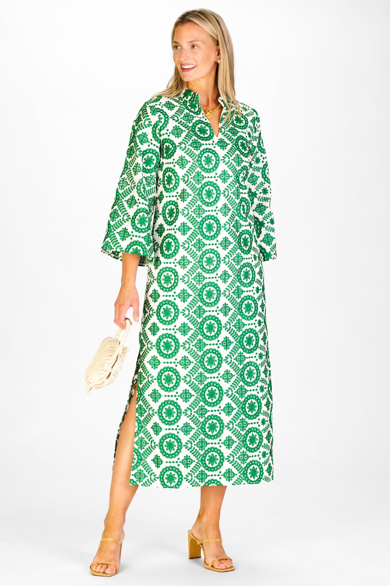 Women's Isla Dress in Emerald Vine Embroidery | Duffield Lane L Women's Isla Dress in Emerald Vine Embroidery | Duffield Lane L