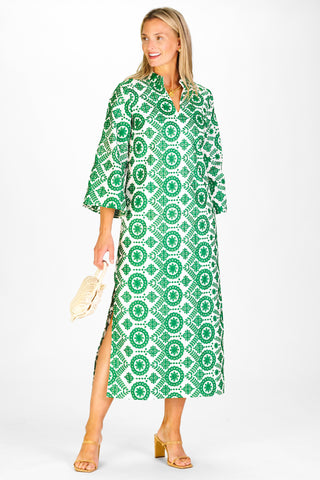 Isla Dress in Emerald Vine Embroidery