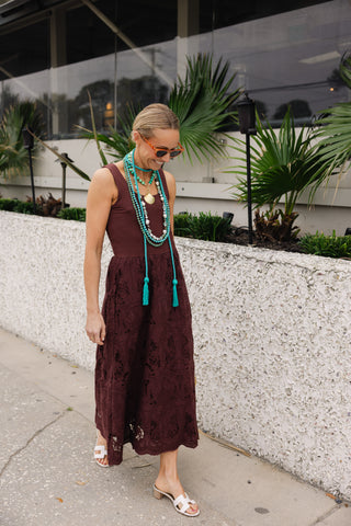 Jada Dress in Palm Island Embroidered Lace