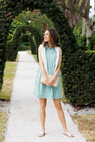Jan Dress in Green & Blue Gingham