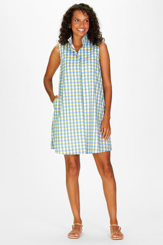 Jan Dress in Green & Blue Gingham