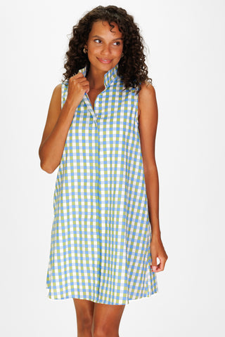 Jan Dress in Green & Blue Gingham
