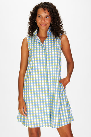 Jan Dress in Green & Blue Gingham