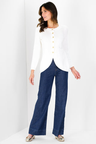 Jewel Neck Cardigan in Ivory