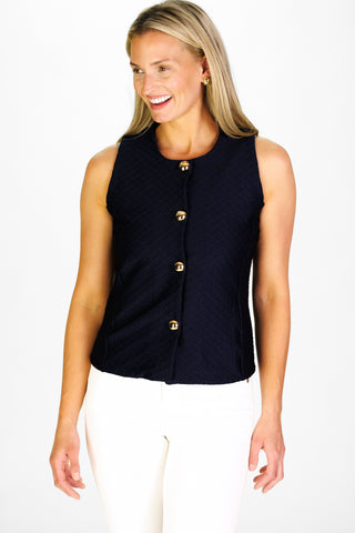Joyce Top in Navy Scallops