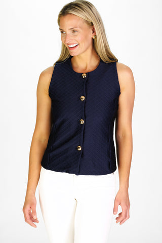Joyce Top in Navy Scallops