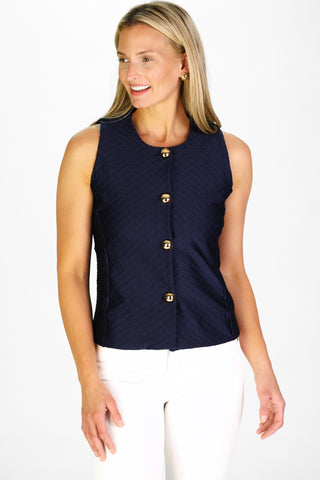 Joyce Top in Navy Scallops