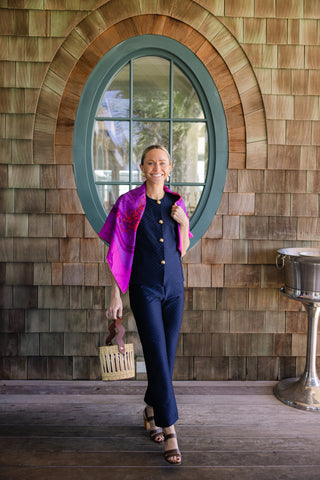 Traveling Pant in Navy Scallops