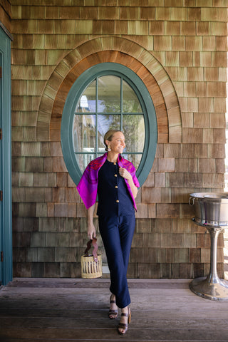 Joyce Top in Navy Scallops