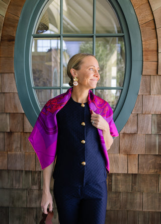 Joyce Top in Navy Scallops