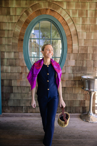 Joyce Top in Navy Scallops