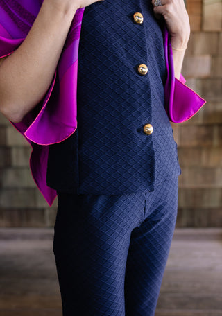 Joyce Top in Navy Scallops