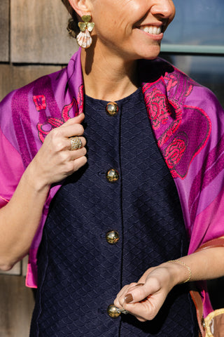 Joyce Top in Navy Scallops