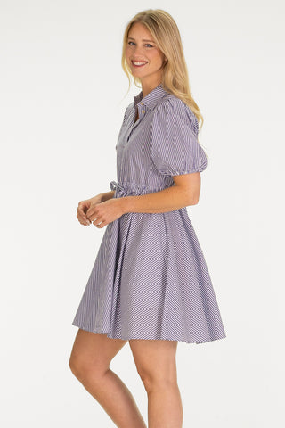 Kara Dress in Navy Stripe