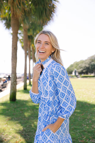 Katie Dress in Bluebell Trellis