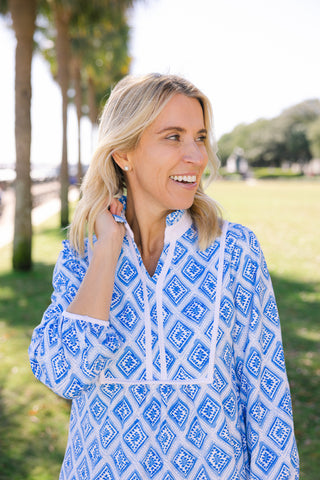 Katie Dress in Bluebell Trellis