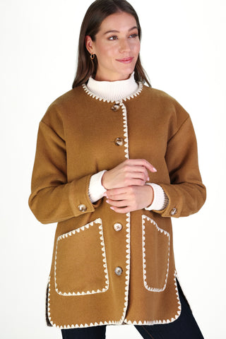 Kenna Coat in Camel Brushed Wool