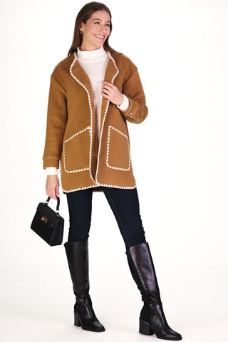 Kenna Coat in Camel Brushed Wool