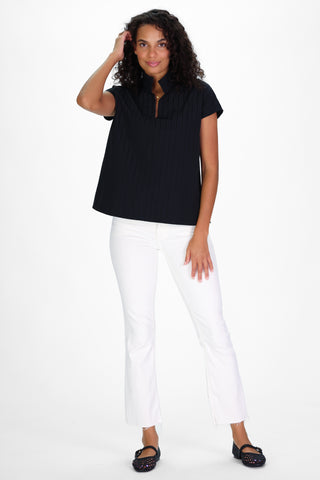 Kensington Top in Black Shadow Stripe