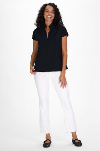 Kensington Top in Black Shadow Stripe