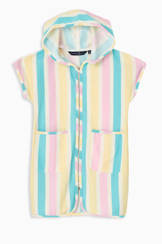 Girls French Terry DL Coverup in Pastel Stripe