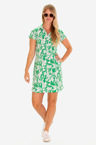 The Short Sleeve Kit Collared Dress in Green Garden
