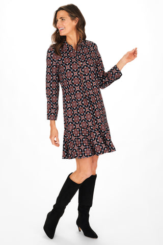 Knit Iris Dress in Scarlet Lattice