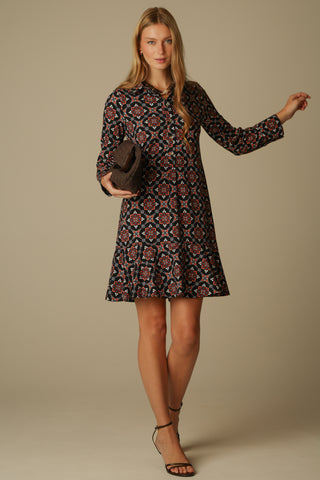 Knit Iris Dress in Scarlet Lattice