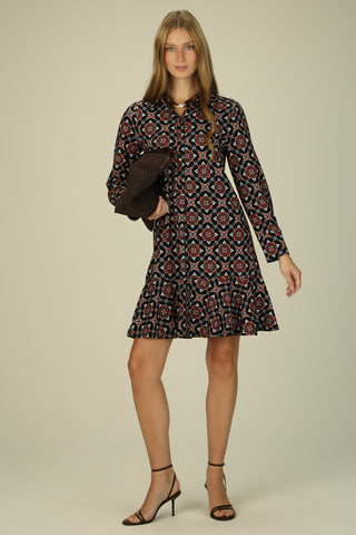 Knit Iris Dress in Scarlet Lattice