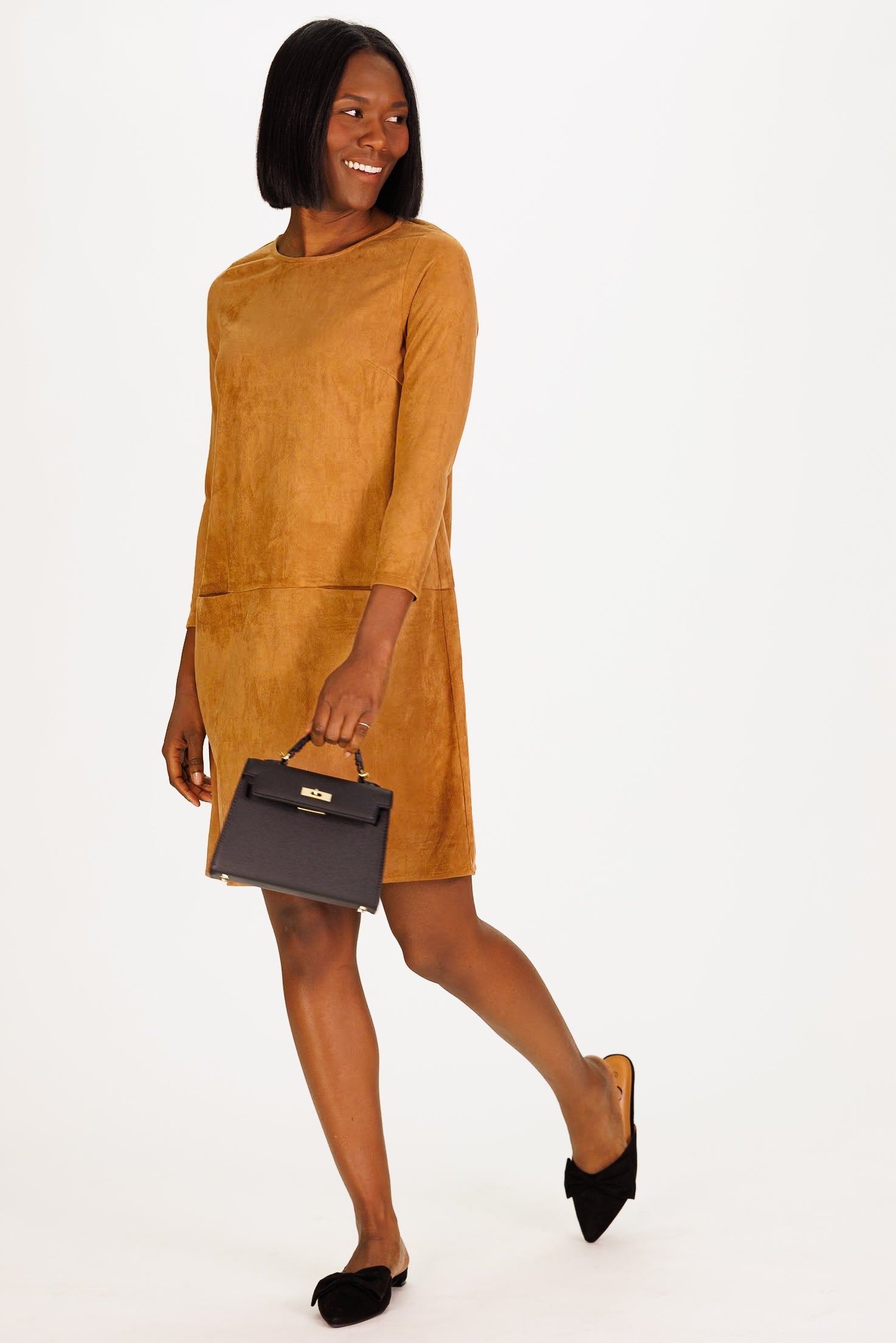 Kristin Dress in Brown Stretch Suede XS Kristin Dress in Brown Stretch Suede XS