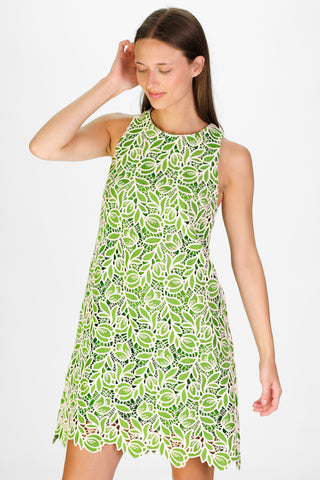 Lace Caroline Dress in Green Tulip Lace