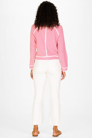 Laine Quarter Zip in Blush Pink SuperSoft with White Trim