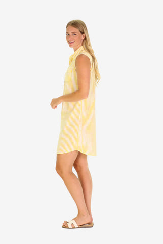 The Lauren Dress in Lemon Linen Stripe