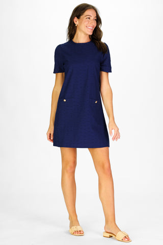 Leanne Dress in Navy Eyelet